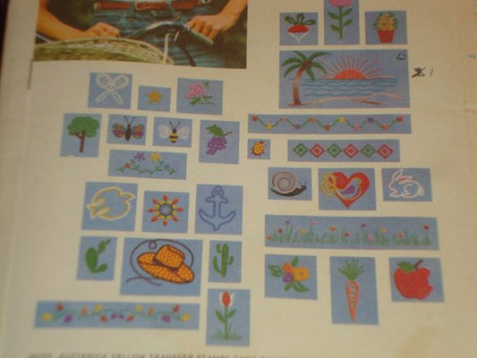 Butterick 3551 Vintage 70's Sewing Pattern Hippie Embroidery, Iron On Stamps to Embroider