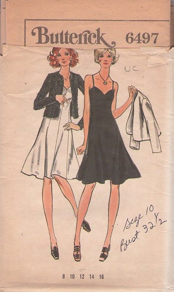 Butterick 6497 Vintage 80's Sewing Pattern Disco Sun Dress, Jacket Set, Evening Dance Party Styles Size 10