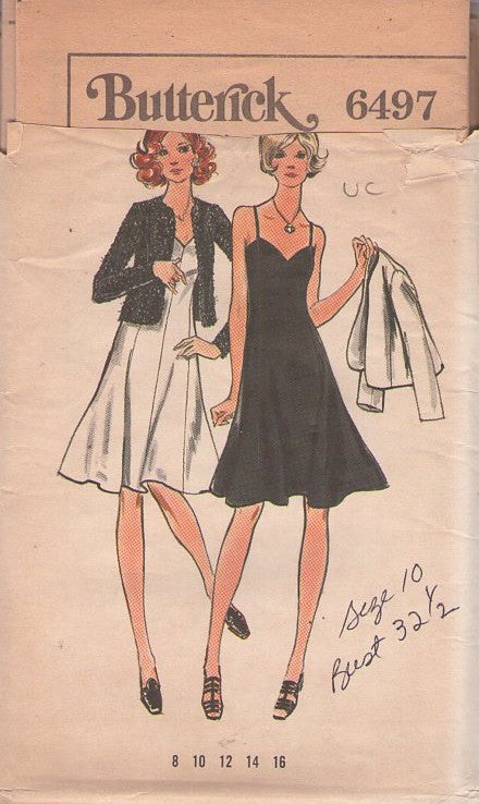 Butterick 6497 Vintage 80's Sewing Pattern Disco Sun Dress, Jacket Set, Evening Dance Party Styles Size 10