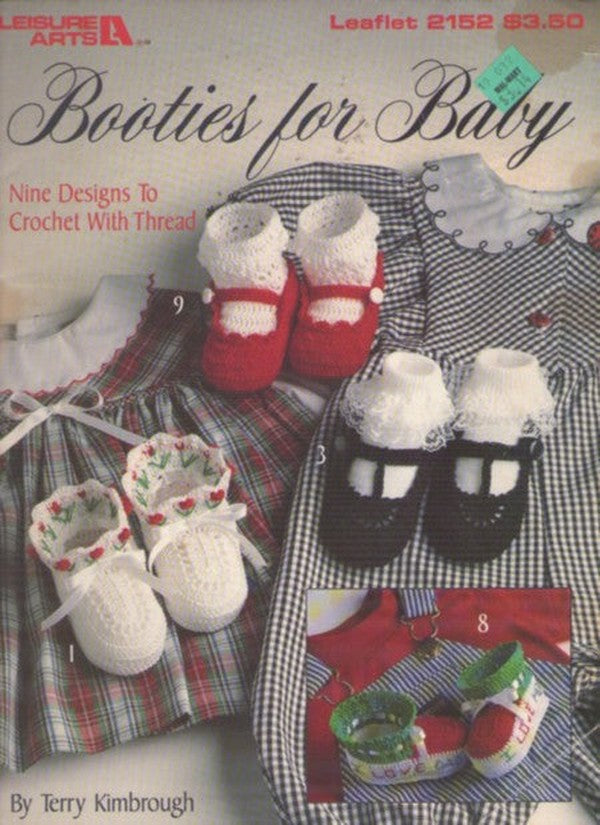 Leisure Arts Leaflet 2152 Vintage 90's Craft Pattern, Booties for Baby 9 Shoes Designed by Terry Kimbrough Mary Janes, Slippers, MUST SEE