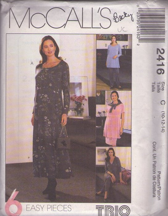 McCall's 2416 Retro 90's Sewing Pattern Six 6 Easy Pieces, Separates, Trio by Judy Loeb Mother To Be Office & Career Mix & Match Dress, Top, Jacket, Pull On Pants & Skirt Size 10-14