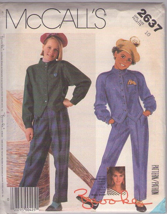McCall's 2637 Vintage 80's Sewing Pattern Girls' Separates, Brooke Shields Signature Collection, Pointed Front Jacket Top, Pleated Slacks Size 10