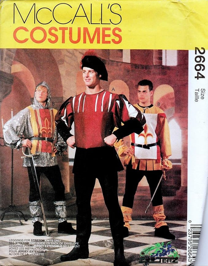 McCall's 2664 Retro 2001 Sewing Pattern Cosplay Costumes, Game of Thrones Medieval Paned Doublet, Jousting Knight Tunic, Leggings 5-6