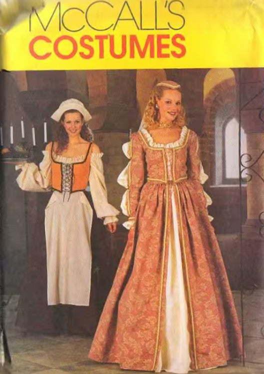McCall's 2793 Retro 2000 Sewing Pattern Historical Costumes, SCA LARP Elizabethan Historical Gown, Wench Corset, Peasant Blouse, Skirt & Apron Size 8-12