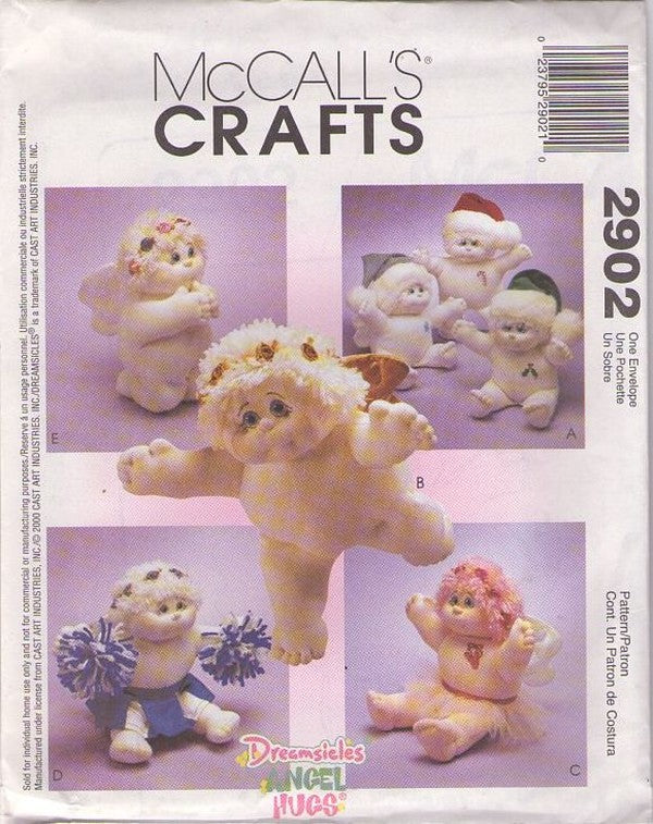 McCall's 2902 Retro 2000 Sewing Pattern Angel Doll Crafts, Valentines' Day, Plush, Heavenly Cherub, Stuffed Dreamsicles Angel Hugs Dolls 5 Styles