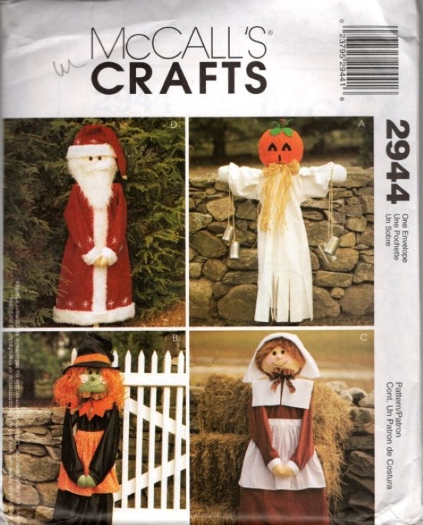 McCall's 2944 Retro 2000 Sewing Pattern Seasonal Greeters, Christmas, Halloween, Thanksgiving Door Greeter Dolls OZ