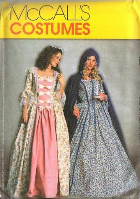 McCall's 3289 Retro 2001 Sewing Pattern Historical Costumes, Colonial Bow Trimmed Princess Dress, 2 Styles, Hooded Riding Cape, Cloak 6-12