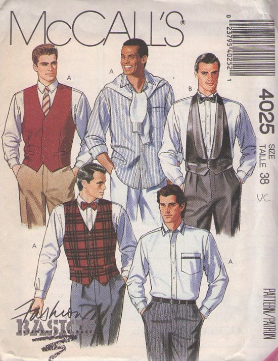 McCall's 4025 Vintage 80's Sewing Pattern Men's Dress Shirt, Tuxedo or – MOMSPatterns Vintage Sewing