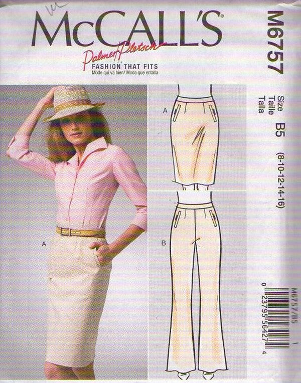 McCall's 6757 Retro 2013 Sewing Pattern Skirt, Pants Set, Slant Pockets, Dart Fitted Size 8-16