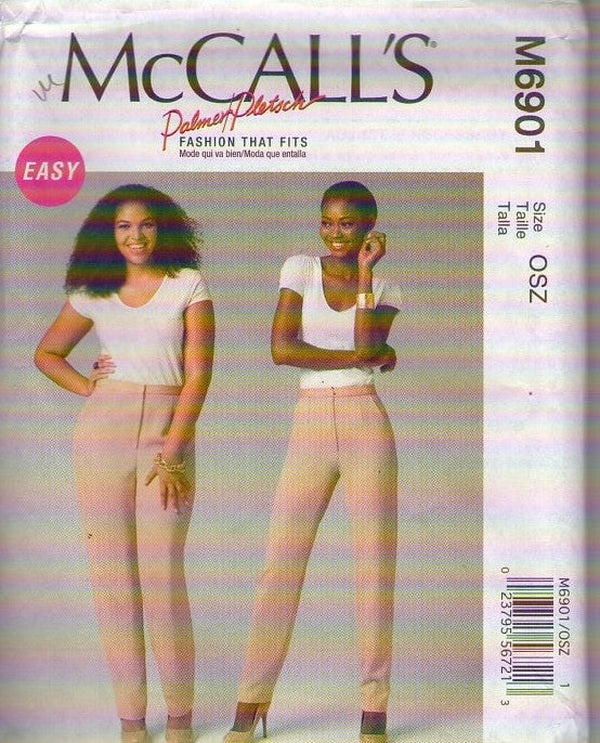 McCall's 6901 Retro 2014 Sewing Pattern Easy Slacks, Pants, Tapered Leg, Pockets, Mock Fly All Sizes 8-24W