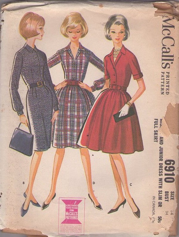 vintage housewife dress McCall's 6910 60's Sewing Pattern Day Set, Retro Housewi – MOMSPatterns Vintage Sewing flowing skirt Color:T719166-blue Non-Revealing Prom Dresses | YGroup_KA5B45L4