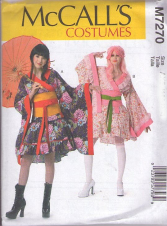 McCall's 7270 Retro 2015 Sewing Pattern Geisha Costumes, Gwen Stefani, Japanese Harajuku Girl, Kimono Baby Jane Dress, Anime Size 12-20