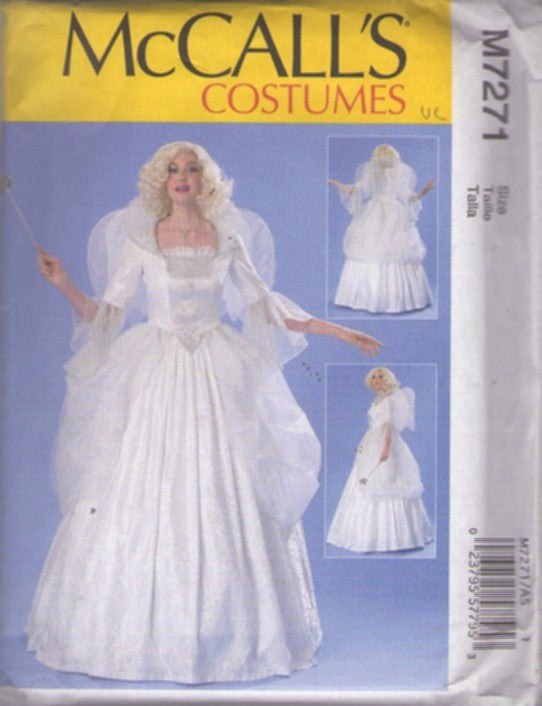 McCall's 7271 Retro 2015 Sewing Pattern Fairy Costumes, Godmother Renaissance Medieval Bustier Peplum Skirted Top, Full Long Skirt , Collar, Wings Size 6-14