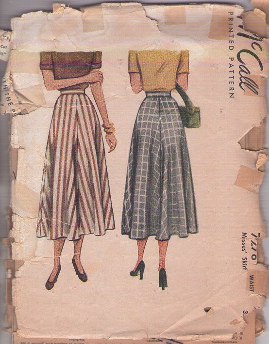 McCall's 7278 Vintage 40's Sewing Pattern Afternoon Skirt, Bias Cut, Modest Length, Waist 28 Size L