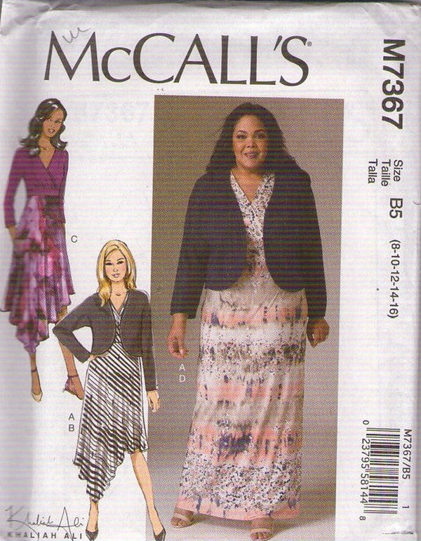 McCall's 7367 Retro 2016 Sewing Pattern Designer Khaliah Ali Summer Dress, Maxi Gown, Jacket Size 8-16