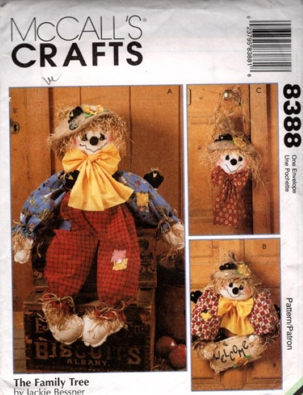 McCall's 8388 Vintage 90's Sewing Pattern The Family Tree, Scarecrow Dolls, Wreath, Designs by Jackie Bessner OZ