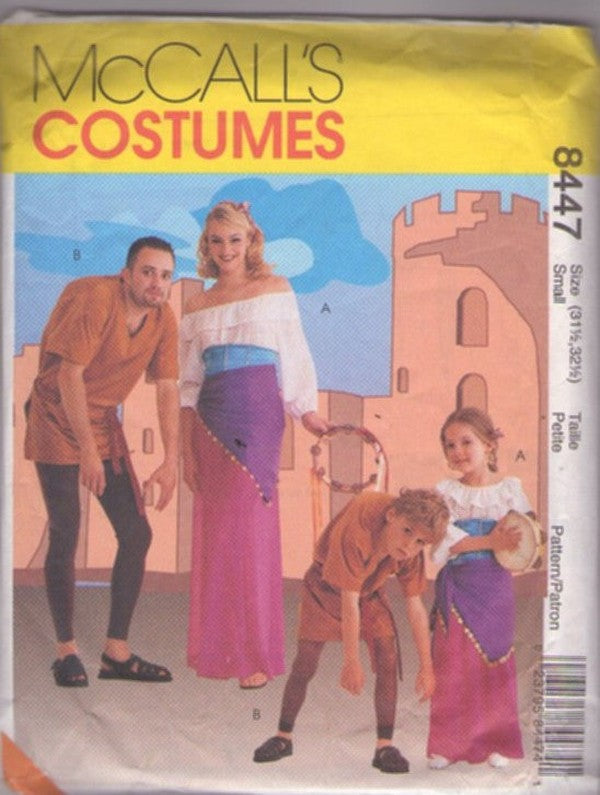 McCall's 8447 Retro 2017 Sewing Pattern Medieval Costumes, Broadway Play Hunchback of Notre Dame His & Hers Couples Costumes, Quasimodo and Esmeralda Gypsy Size Adult S