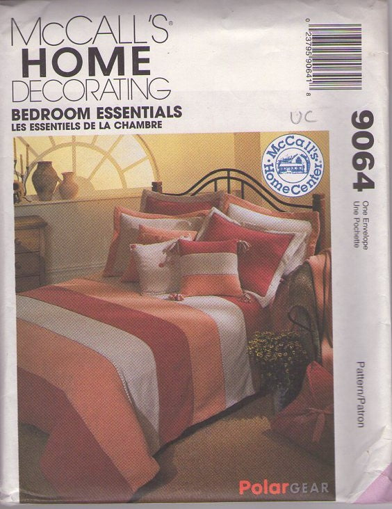 McCall's 9064 Retro 90's Sewing Pattern Home Decor, College Dorm Set, Center Polar Gear, Bedroom Essentials Bedspread, Throw Blanket & Pillow Shams in 5 Styles One Size