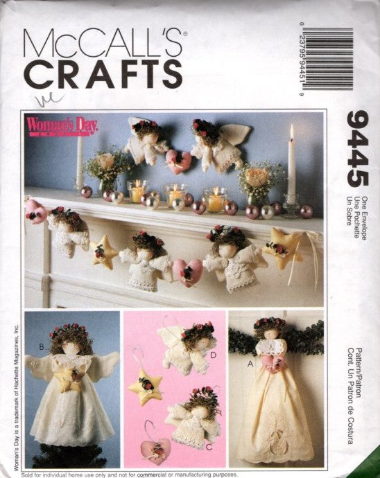 McCall's 9445 Retro 90's Sewing Pattern Christmas Holiday Crafts, Woman's Day Collection, Angel Dolls, Garland, Decor OZ