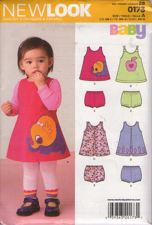 New Look 6168 0173 Retro 2012 Sewing Pattern Baby Separates, Short Mini Summer Sun Dress, Sundress, Bloomers Panties Shorts Size NB-L