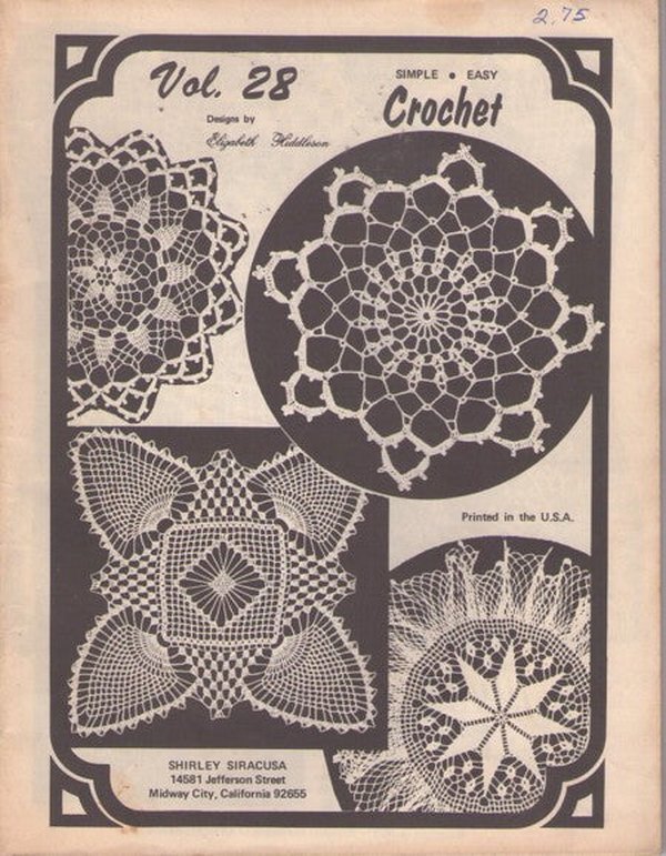 Elizabeth Hiddleson Volume 28 Vintage 70's Sewing Pattern Cotton Thread Crochet Lacy Doily and Table Toppers Booklet