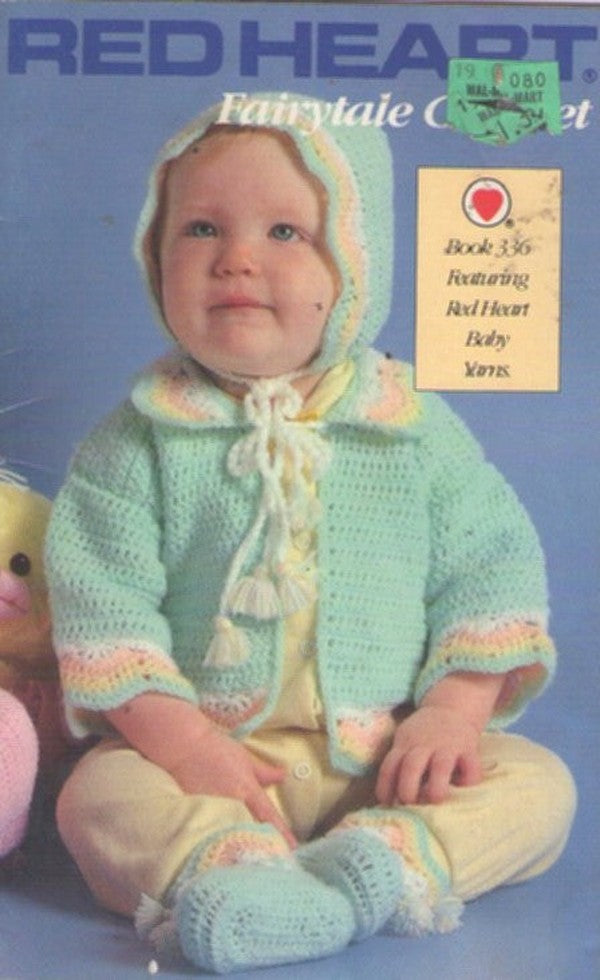 Red Heart Book 336 Vintage 80's Crochet Pattern Fairytale Crochet, Baby Sweater, Hat, Booties in 5 Designs