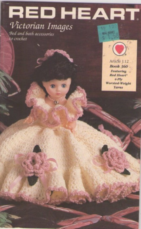 Red Heart Book 360 Vintage 90's Crochet Pattern Victorian Images, Bed & Bath Accessories, Bed Pillow Doll, Rug, Covers, Rug, Afghan