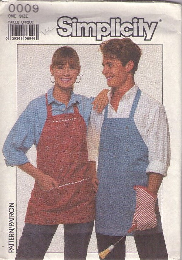 Simplicity 0009 Vintage 80's Sewing Pattern His & Hers Halter Top Apron, Potholder, Grilling, Baking One Size