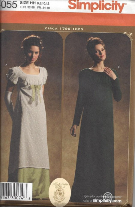 Simplicity 4055 Retro 2006 Sewing Pattern Historical Costumes, Regency, Titanic Long Formal Tea Gown, Dinner Party Dress Size 6-12