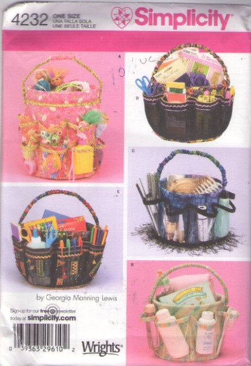 Simplicity 4232 Retro 2006 Sewing Pattern Organize It Crafts, Easter Pocket Bucket or Basket Covers Organizers, Arts, Crafts, Baby, Make Up, Sewing & More!