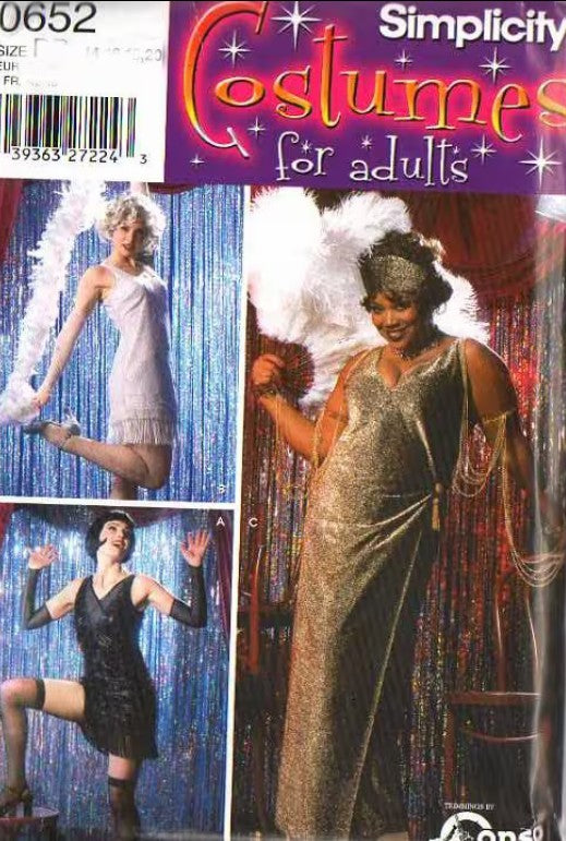 Simplicity 5400 0652 Retro 2003 Sewing Pattern Speakeasy 1920s Costumes, Chicago, Roaring 20s, Flapper Roxie Hart, Velma Kelly Fringe Dress, Evening Gown 6-12