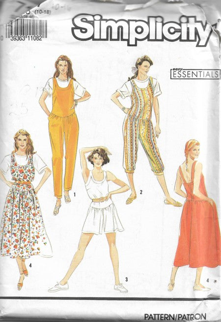 Simplicity 7167 Vintage 90's Sewing Pattern Easy Essentials, New Wave Romper, Jumpsuit, Sundress Sun Dress Size 10-16