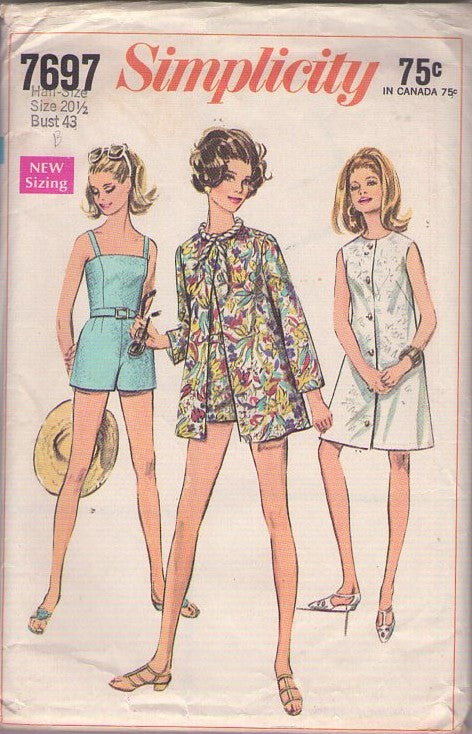 Simplicity 7697 Vintage 60's Sewing Pattern Mod Playsuit, Romper, Bath – MOMSPatterns Vintage Sewing