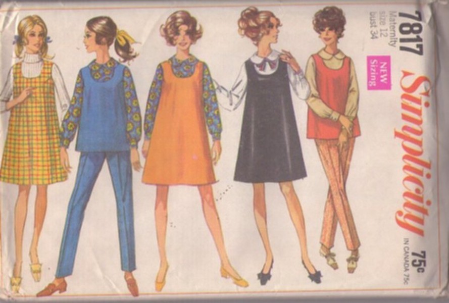 Simplicity 7817 Vintage 60's Sewing Pattern Mod Separates, Easy Scoop Neck Blouse, Space Age Dress, Jumper, Pants Size 12