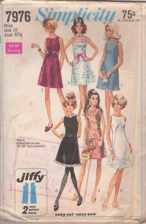 Simplicity 7976 Vintage 60's Sewing Pattern Mod Dress, Jiffy Sheer Lace Princess Seams Twiggy Cocktail Party Dress, Phyllis Diller Marabou Feather Trim Red Carpet Dress Size 10