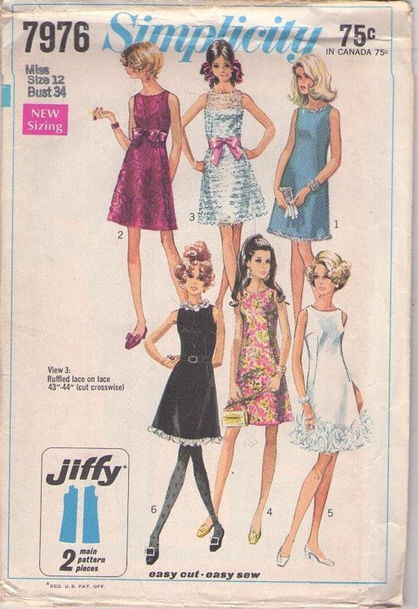 Simplicity 7976 Vintage 60's Sewing Pattern Mod Dress, Jiffy Sheer Lace Princess Seams Twiggy Cocktail Party Dress, Phyllis Diller Marabou Feather Trim Red Carpet Dress Size 12