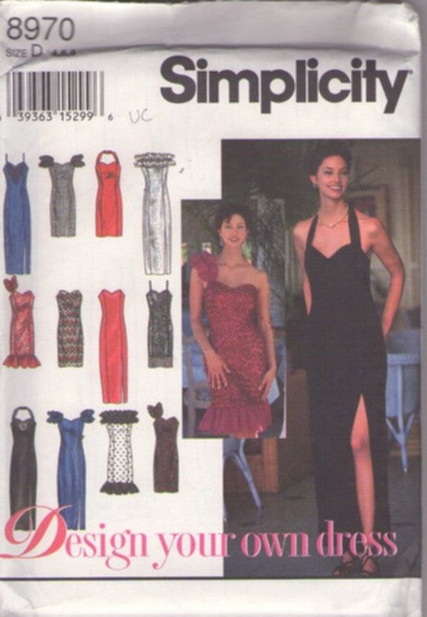 Simplicity 8970 Retro 90's Sewing Pattern Gala Gowns, Formal Event, Pageant, Miss America Style Design Your Own Party Dress Size 4-8