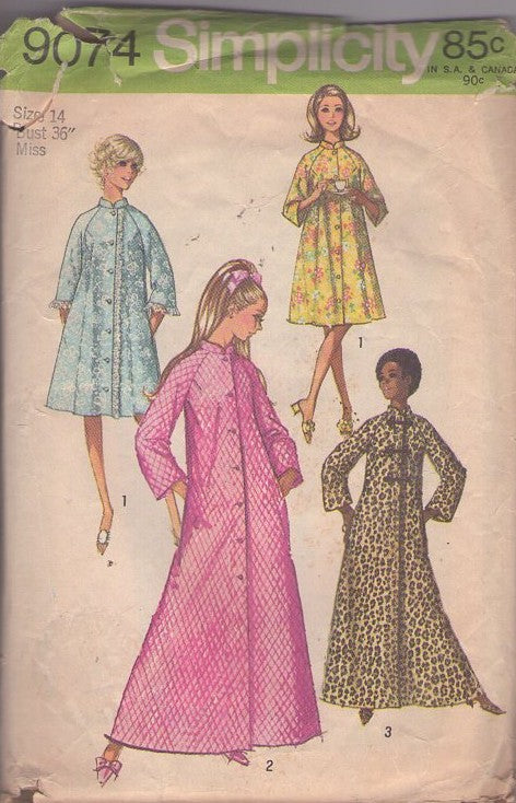 Simplicity 9074 Vintage 70's Sewing Pattern Mod Robe Set, Retro Housew   MOMSPatterns Vintage Sewing