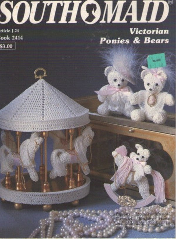 South Maid Book 2414 Vintage 90's Sewing Pattern, Victorian Ponies & Bears, Create a Wedding Carousel with Horses, Tiny Bear Dolls