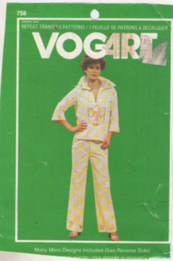 Vogart 758 Vintage 70's Transfer Pattern Hippie Bohemian, Repeat Print Southwestern Aztec Theme Thunderbird & More for Cross Stitch & Embroidery
