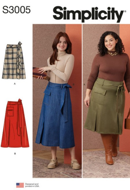 Simplicity 3005 12137 Retro 2024 Sewing Pattern Plus Size Skirts, Full Figure Career or Casual Skirt Set Size 20-28