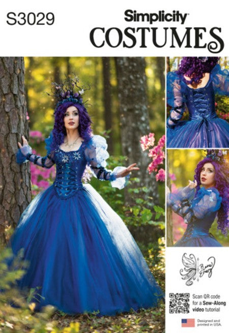 Simplicity 3029 R12162 Retro 2023 Sewing Pattern Fairy Costumes, Designer Raine Emery, Corset Top, Full Tulle Skirt, Cinderella Faerie, Woodland Cosplay Size 16-24