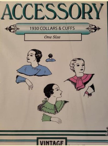 Accessory 3260 Vintage 30's Sewing Pattern Collars, Repro 1930s Collar and Cuffs, Matching Sets One Size
