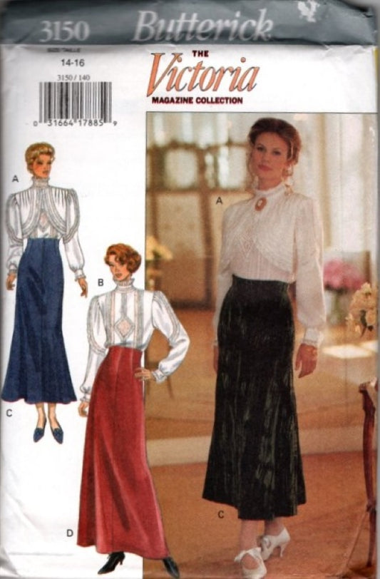Butterick 3150 Vintage 90's Sewing Pattern Victorian Lace Titanic Blouse, Raised Waist Skirt, The Victoria Magazine Collection Size 14-16