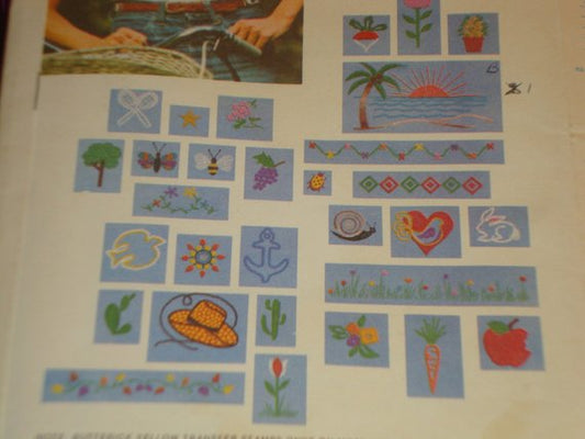 Butterick 3551 Vintage 70's Sewing Pattern Hippie Embroidery, Iron On Stamps to Embroider