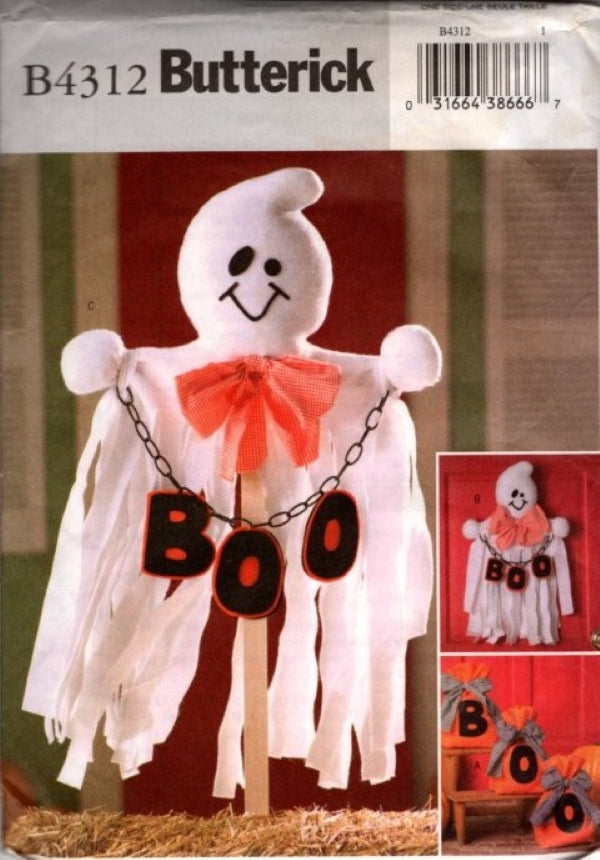 Butterick 4312 Retro 2004 Sewing Pattern BOO Halloween Crafts, House Decorations, Ghosts, Bats OZ