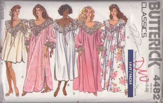 Butterick 4482 Vintage 80's Sewing Pattern Sweeping Nightgown, Easy Caftan, Lounge Dress, Size XS-M