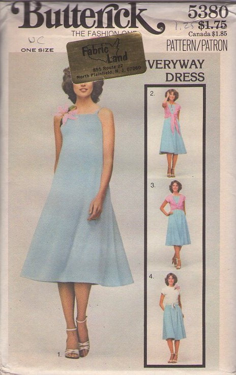 Butterick 5380 Vintage 70's Sewing Pattern Everyway Dress, Flared Tent Sun Dress, Wrap & Tie Cover Up Shirt Jacket Top Size 6-16