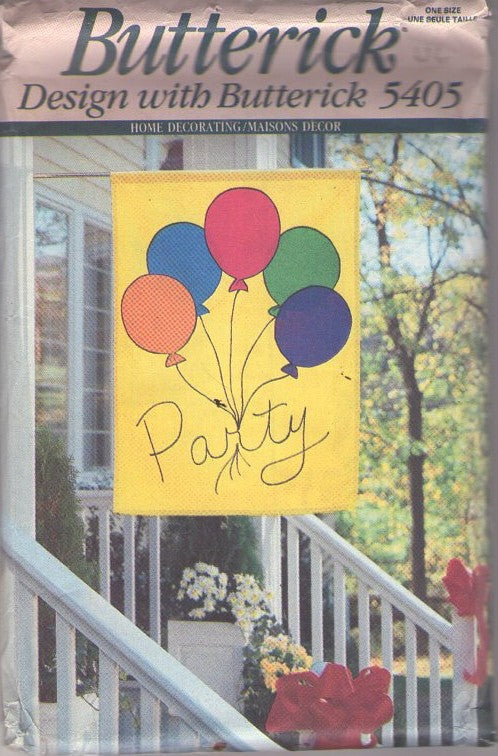 Butterick 5405 Vintage 90's Sewing Pattern Home Crafts, Decorations Outdoor Flag, Hanging Banner, Party, Announcements, Holiday One Size