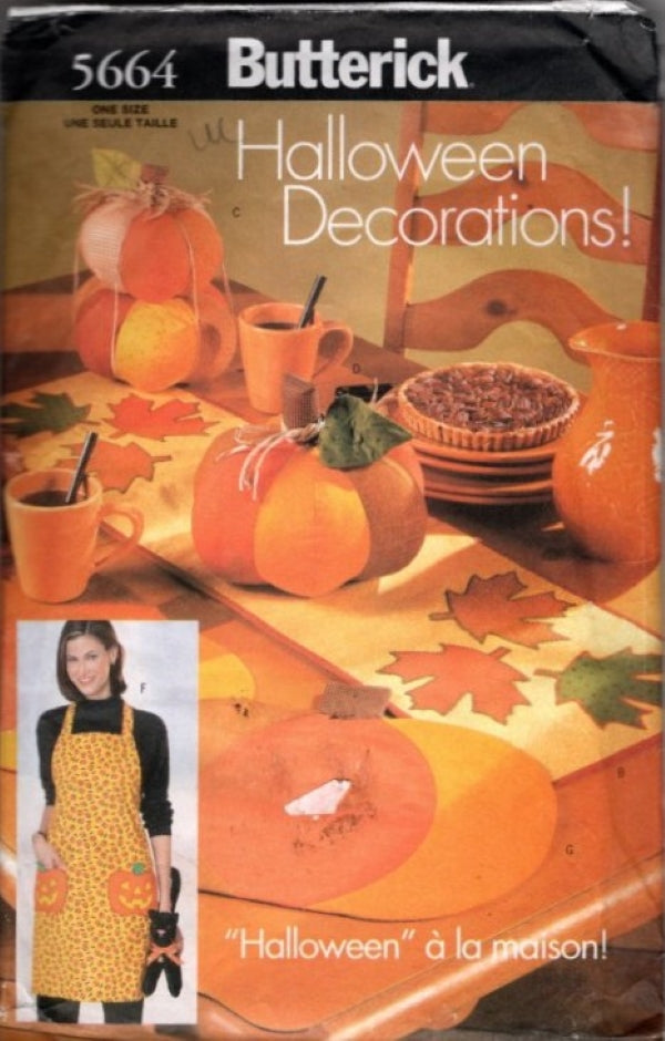 Butterick 5664 Retro 2011 Sewing Pattern Halloween Decorations, Holiday Halter Apron, Table Mats, Door Hanging & MORE